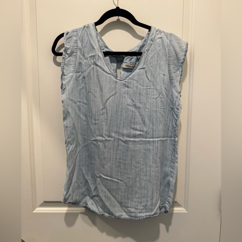 It Hippie Blouse Blue Short Sleeve Size S